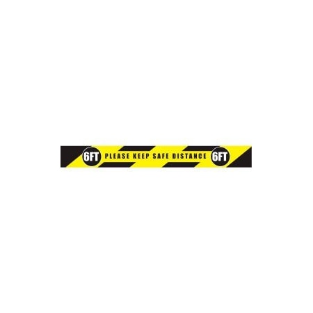 Ergomat Please Keep Safe Distance Floor Strip, Rectangle, Vinyl Adhesive, 3 x 36 DSV-STRIP 108-SD-A